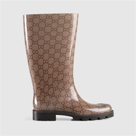 Gucci Women's Beige Edimburg GG Guccissima Rain Boots Shoes